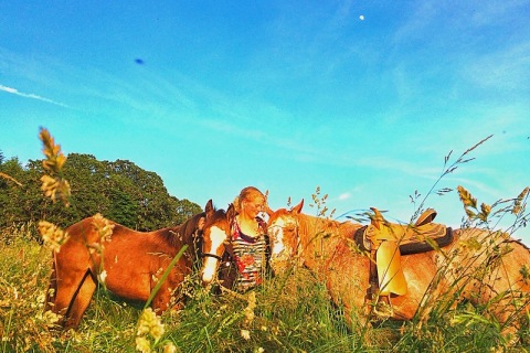 Girl With Horses and UFO Photo